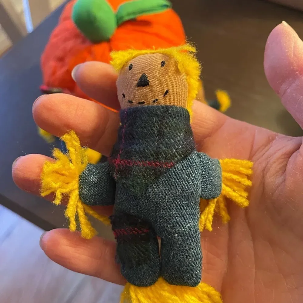 Vintage Pier 1 Soft Pumpkin and Scarecrow Family